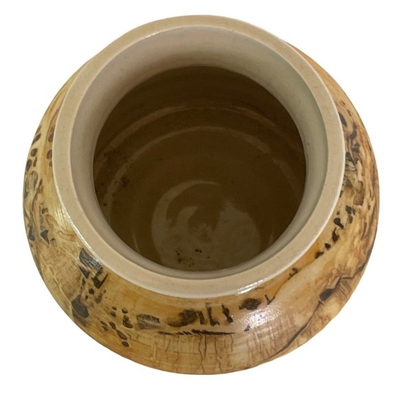 Vintage Pottery Pot Suzanne Johnson Signed 1978 w/ Maker's Mark Beige Brown 5" - Picture 5 of 8